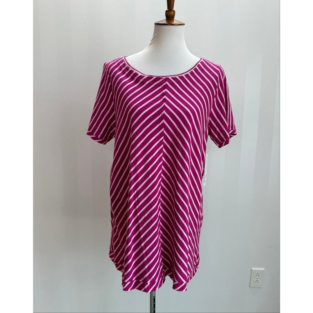 NWT Soft Surroundings Pink Stripe Swing Tunic Top Sz M